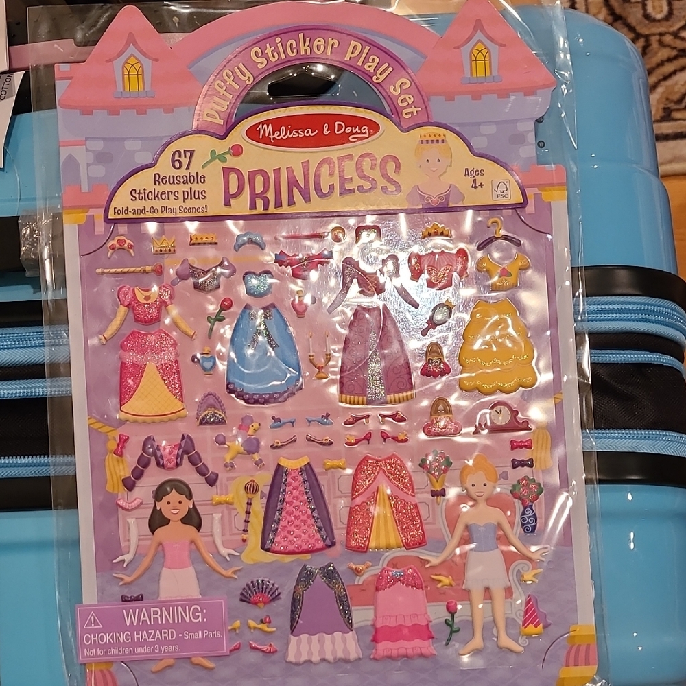 Melissa & Doug Princess Puffy Sticker Set - Pink and Purple